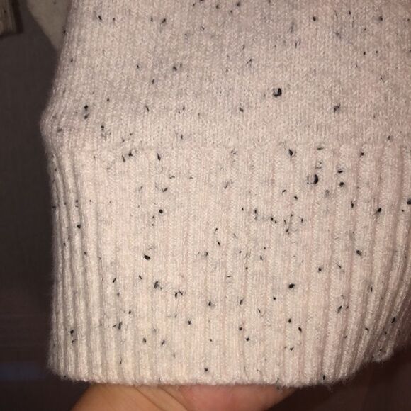 LOFT M Knit Poncho Turtleneck Sweater Ivory Black Specks - Picture 9 of 12